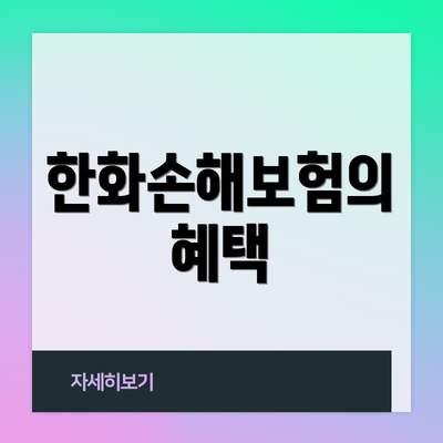한화손해보험의 혜택