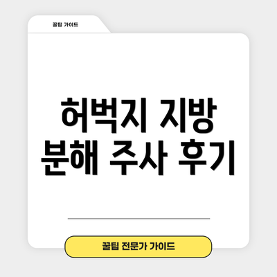 허벅지 지방 분해 주사 후기