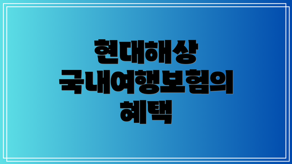 현대해상 국내여행보험의 혜택