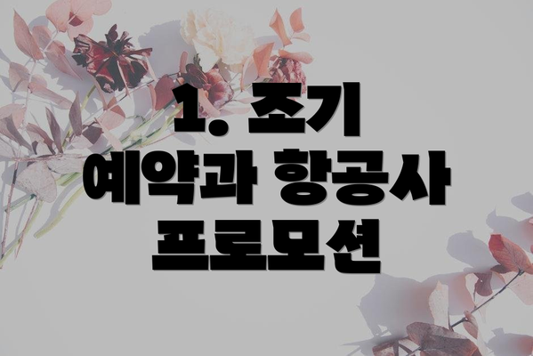1. 조기 예약과 항공사 프로모션