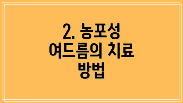 2. 농포성 여드름의 치료 방법