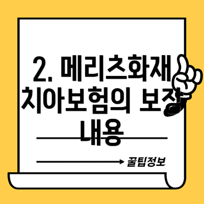2. 메리츠화재 치아보험의 보장 내용