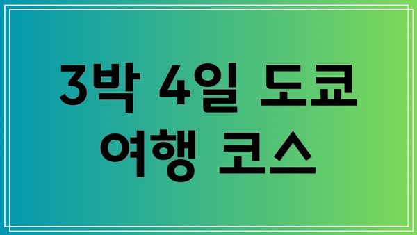 3박 4일 도쿄 여행 코스