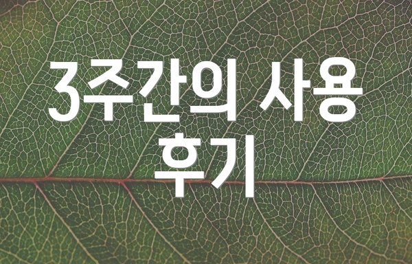 3주간의 사용 후기