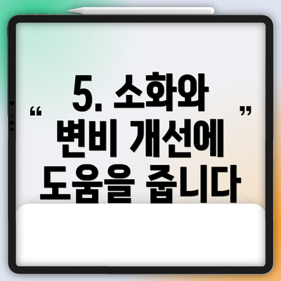 5. 소화와 변비 개선에 도움을 줍니다