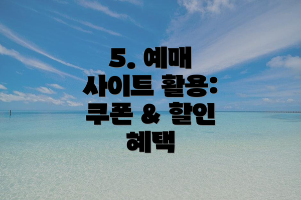 5. 예매 사이트 활용: 쿠폰 & 할인 혜택