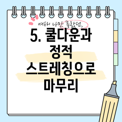 5. 쿨다운과 정적 스트레칭으로 마무리