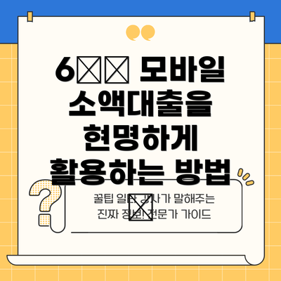 6️⃣ 모바일 소액대출을 현명하게 활용하는 방법 👍