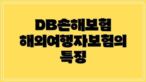 DB손해보험 해외여행자보험의 특징