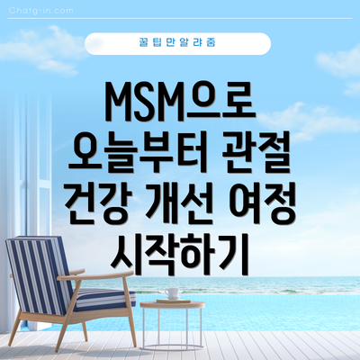 MSM으로 오늘부터 관절 건강 개선 여정 시작하기