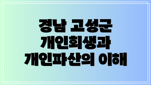 경남 고성군 개인회생과 개인파산의 이해