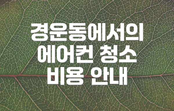 경운동에서의 에어컨 청소 비용 안내