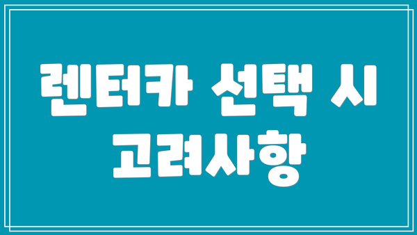렌터카 선택 시 고려사항