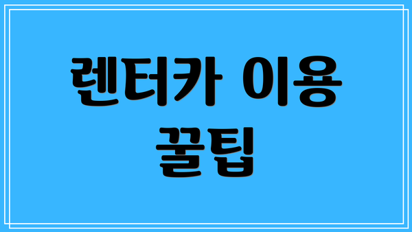 렌터카 이용 꿀팁