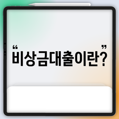 비상금대출이란?