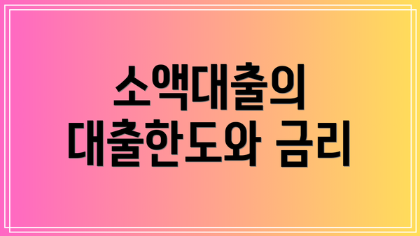 소액대출의 대출한도와 금리
