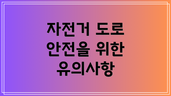자전거 도로 안전을 위한 유의사항