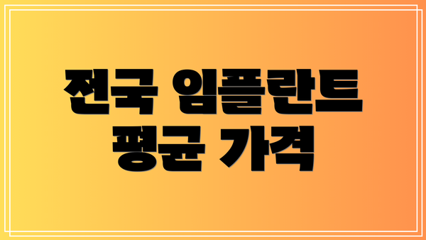 전국 임플란트 평균 가격