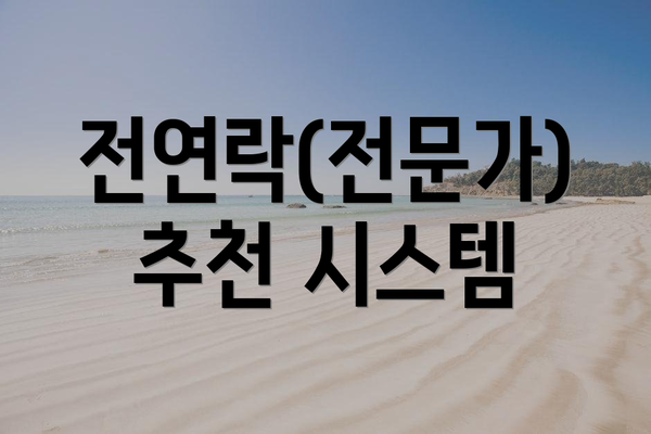 전연락(전문가) 추천 시스템