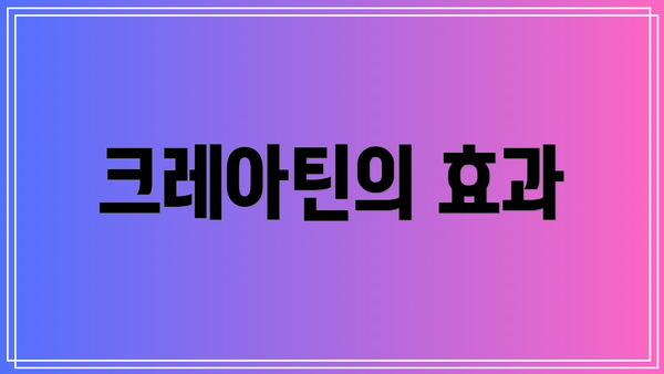 크레아틴의 효과