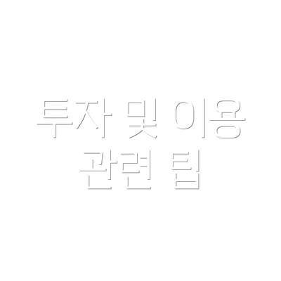 투자 및 이용 관련 팁