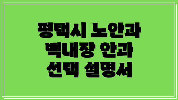 평택시 노안과 백내장 안과 추천
