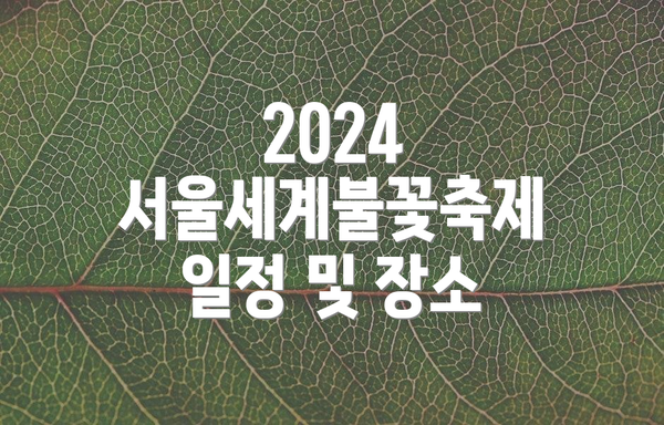 2024 서울세계불꽃축제 일정 및 장소