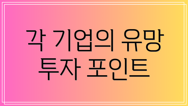 각 기업의 유망 투자 포인트
