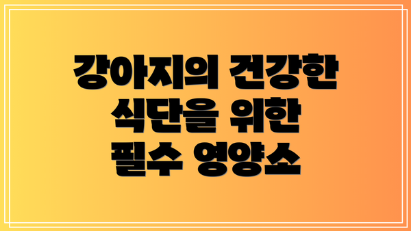 강아지의 건강한 식단을 위한 필수 영양소