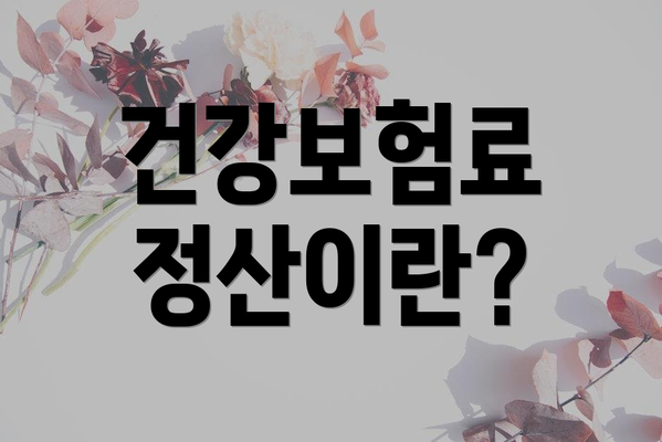 건강보험료 정산이란?
