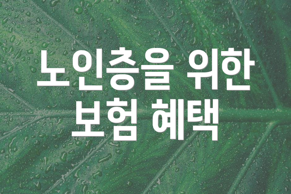 노인층을 위한 보험 혜택
