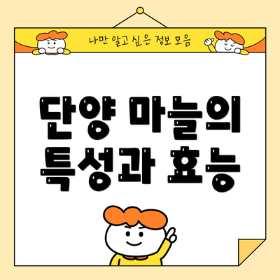 단양 마늘의 특성과 효능