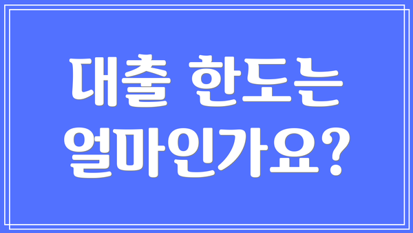 대출 한도는 얼마인가요?
