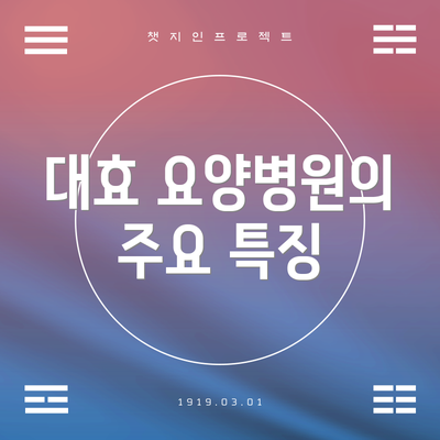 대효 요양병원의 주요 특징