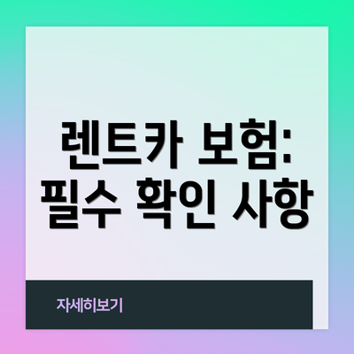렌트카 보험: 필수 확인 사항