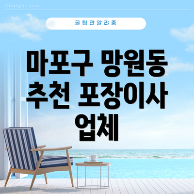 마포구 망원동 추천 포장이사 업체