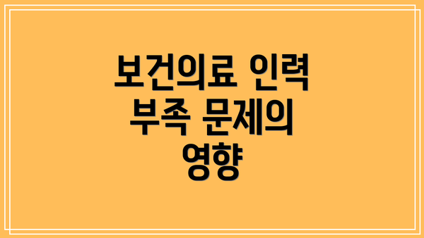 보건의료 인력 부족 문제의 영향