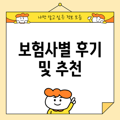 보험사별 후기 및 추천