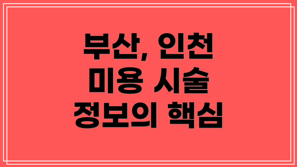 부산, 인천 미용 시술 정보의 핵심