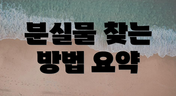 분실물 찾는 방법 요약