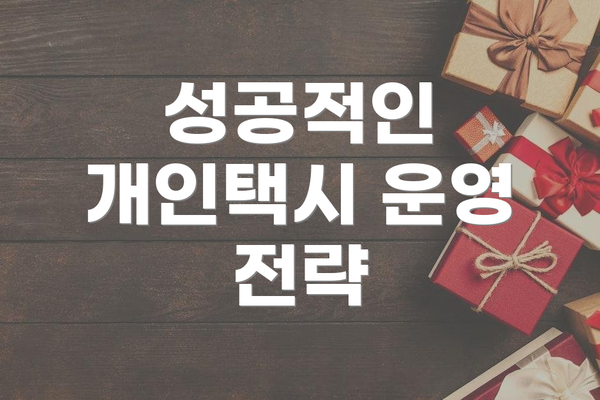 성공적인 개인택시 운영 전략