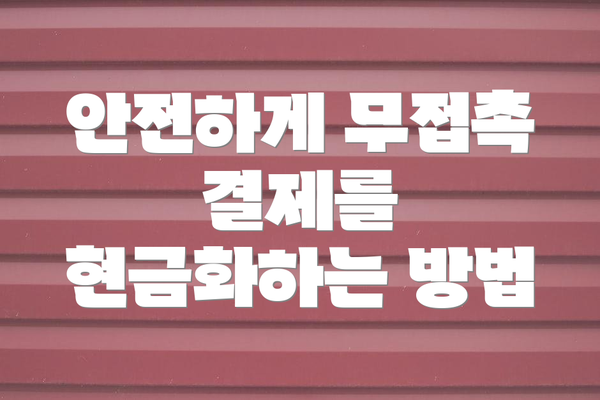 안전하게 무접촉 결제를 현금화하는 방법