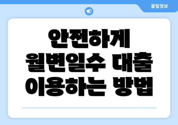 안전하게 월변일수 대출 이용하는 방법