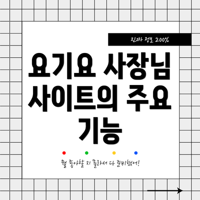 요기요 사장님 사이트의 주요 기능