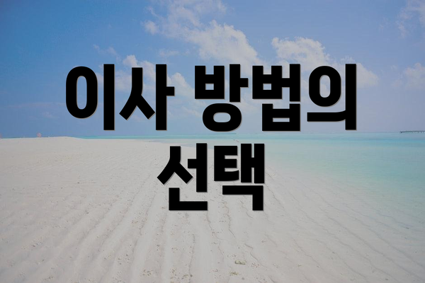 이사 방법의 선택