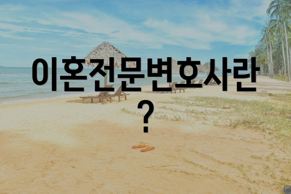이혼전문변호사란?