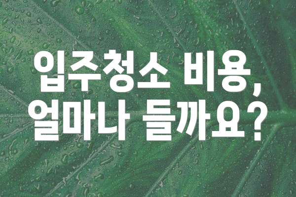 입주청소 비용, 얼마나 들까요?