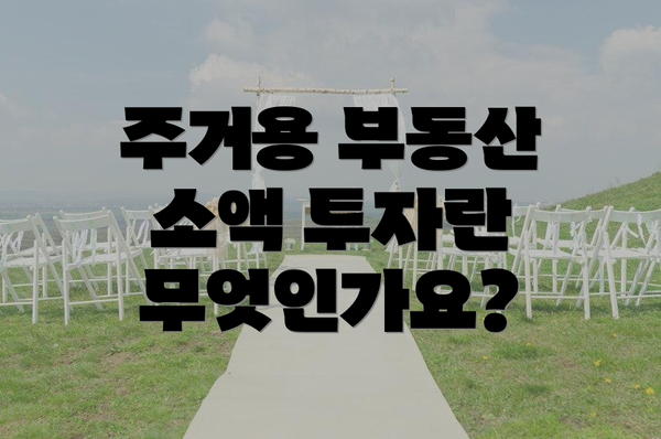 주거용 부동산 소액 투자란 무엇인가요?