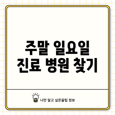 주말 일요일 진료 병원 찾기