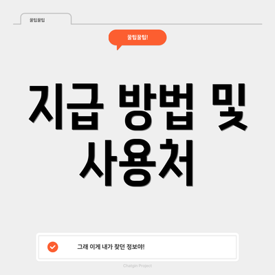 지급 방법 및 사용처